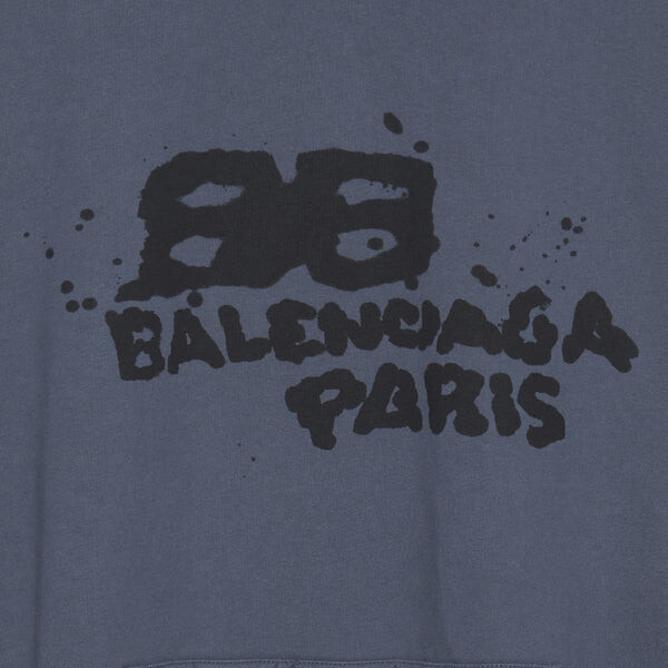 Толстовка hand-drawn bb icon hoodie large fit 'blue' Balenciaga, синий — фото 4