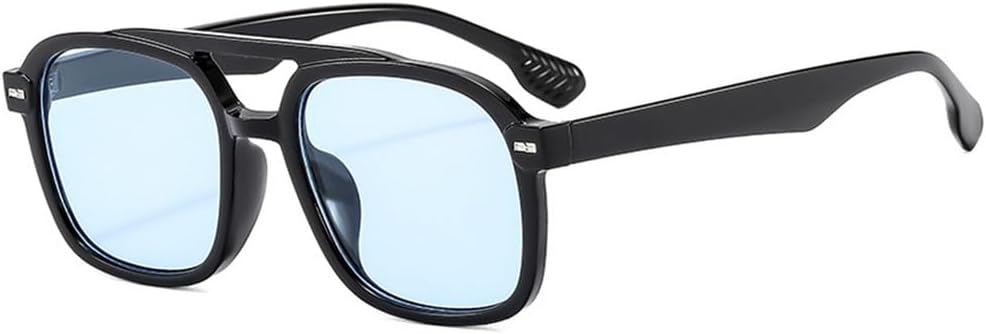 

Солнцезащитные очки с двойной перемычкой для женщин и мужчин с заклепками, прозрачные, желтые, синие, UV400, для занятий спортом на открытом воздухе, бега и езды на велосипеде UYPTK, Black Blue