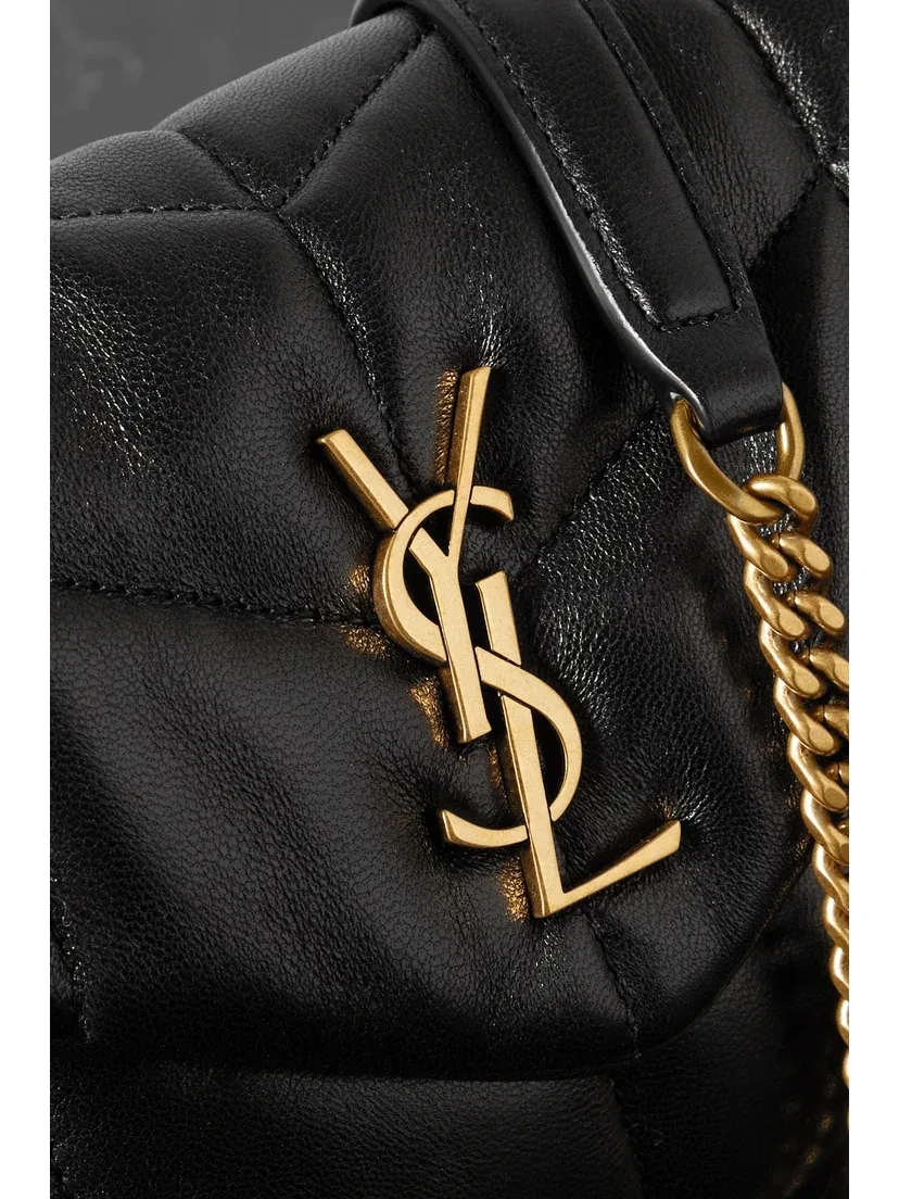 Стеганая кожаная сумка на плечо Puffer Toy SAINT LAURENT, черный — фото 4