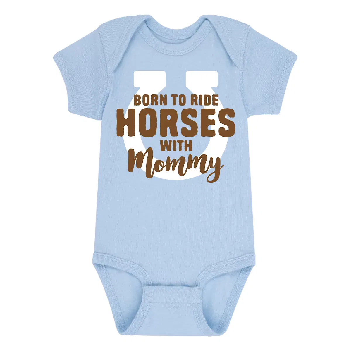 Боди-комбинезон с принтом Born To Ride Horses With Mommy Instant Message, Light Blue