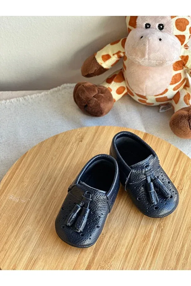 Детские мокасины для мальчиков из натуральной кожи Li Puna, Navy Blue — фото 2