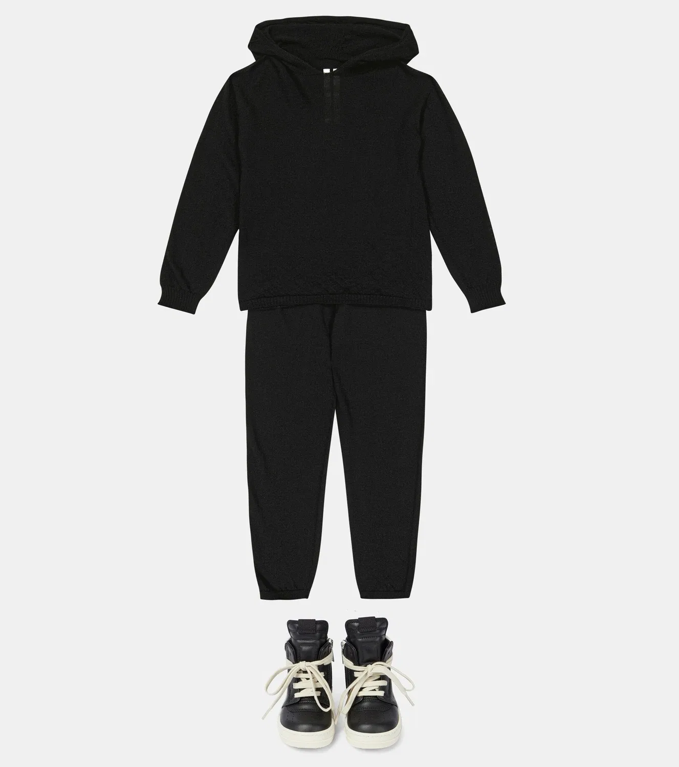 Худи шерстяное Rick Owens Kids, черный — фото 2