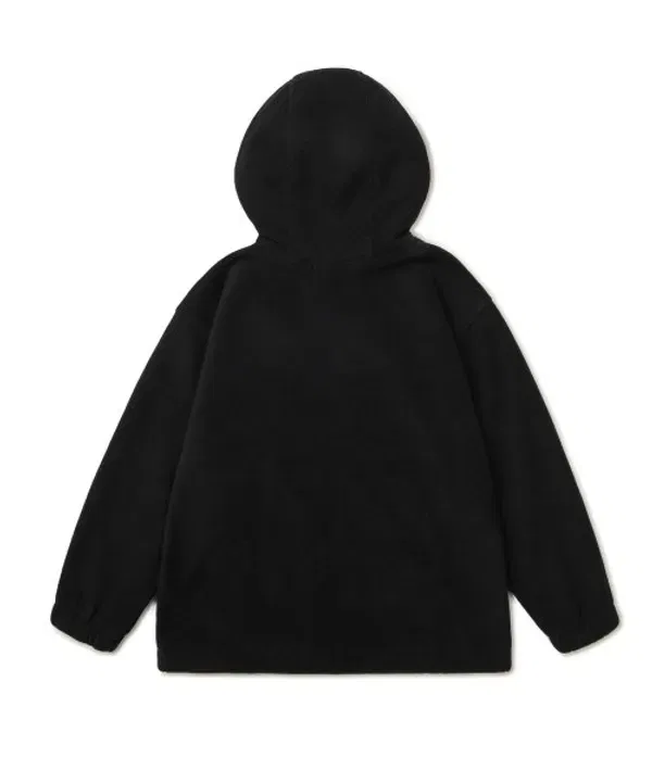Флисовая кофта оверсайз с капюшоном на молнии, Musinsa Standard Kids, черный — фото 3