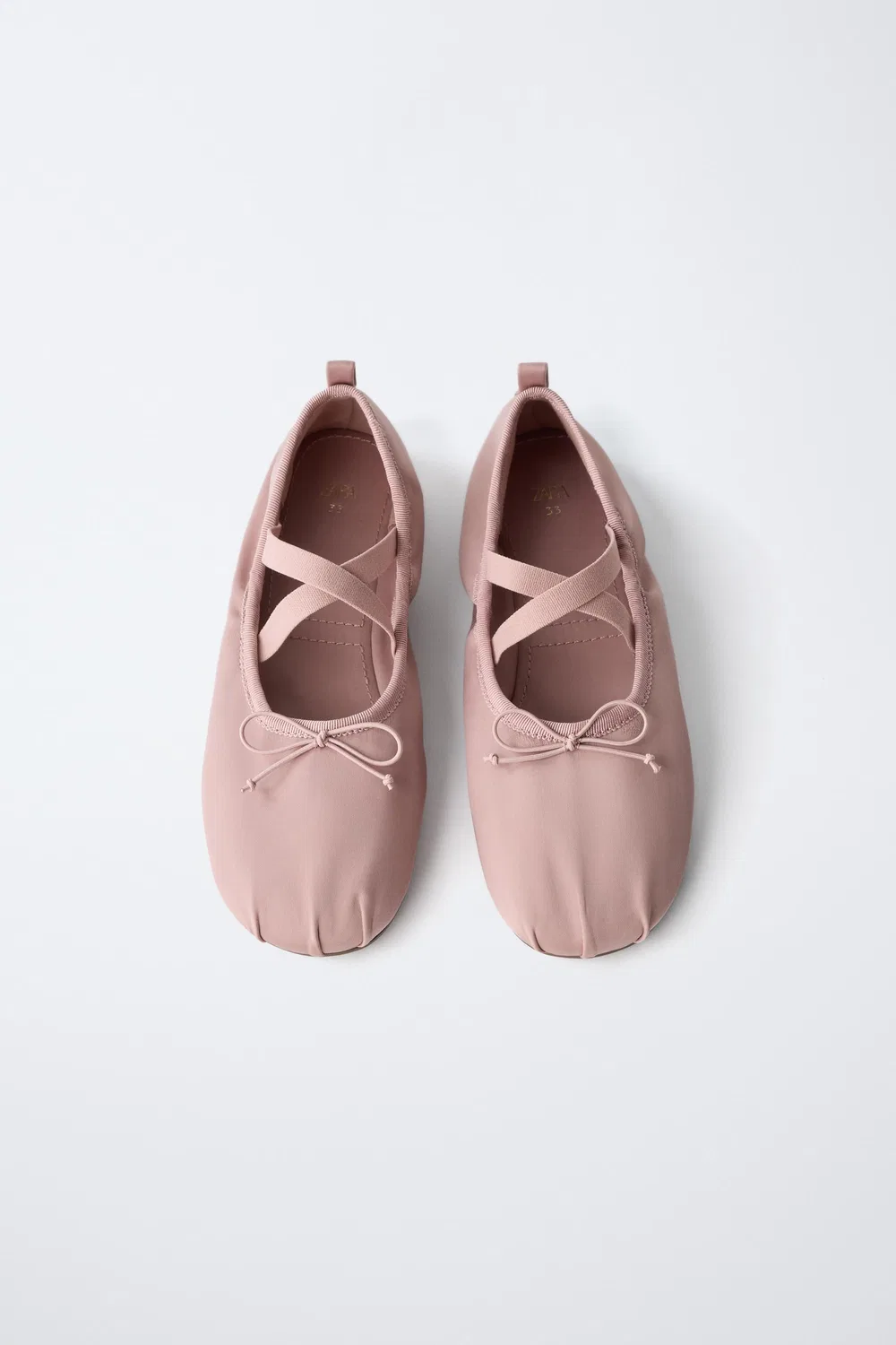 Атласные балетки ZARA, Pink — фото 4