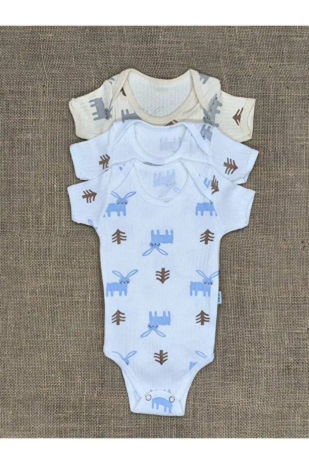 Детское боди-комбинезон с коротким рукавом с принтом 3 шт Vieso, Rabbitandesen