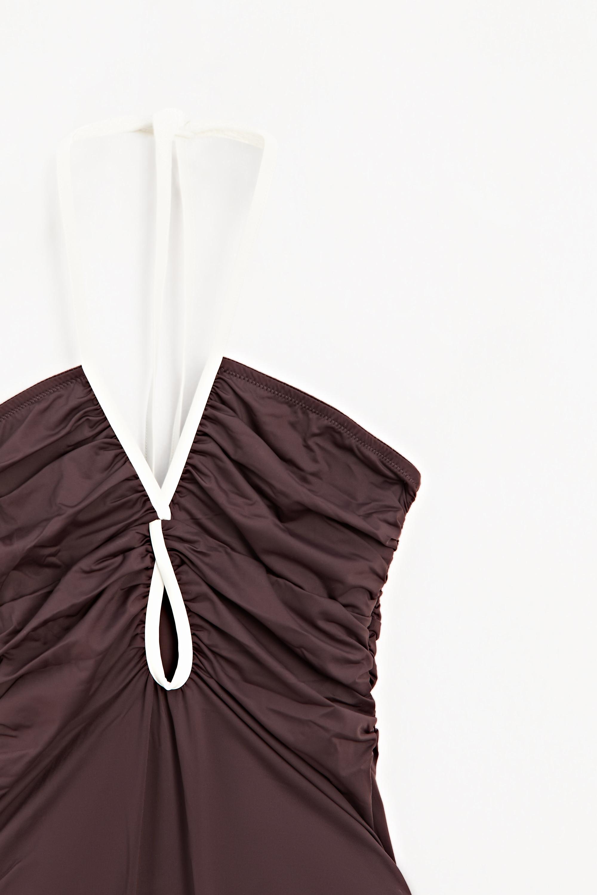 Купальник Massimo Dutti With Contrast Gathered Detail, коричневый — фото 4