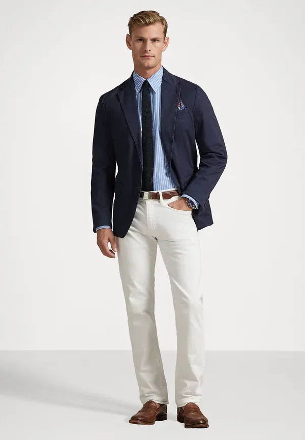 Рубашка с узором в полоску Custom Fit Striped Pinpoint Oxford Shirt Polo Ralph Lauren, Azure, White, белый — фото 2