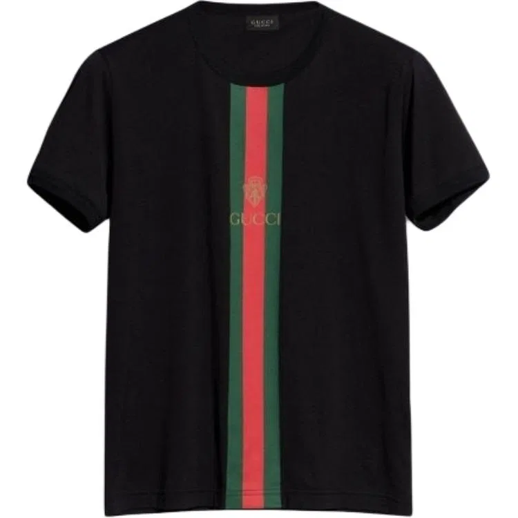 Футболка GUCCI Black, свободный крой, круглый вырез