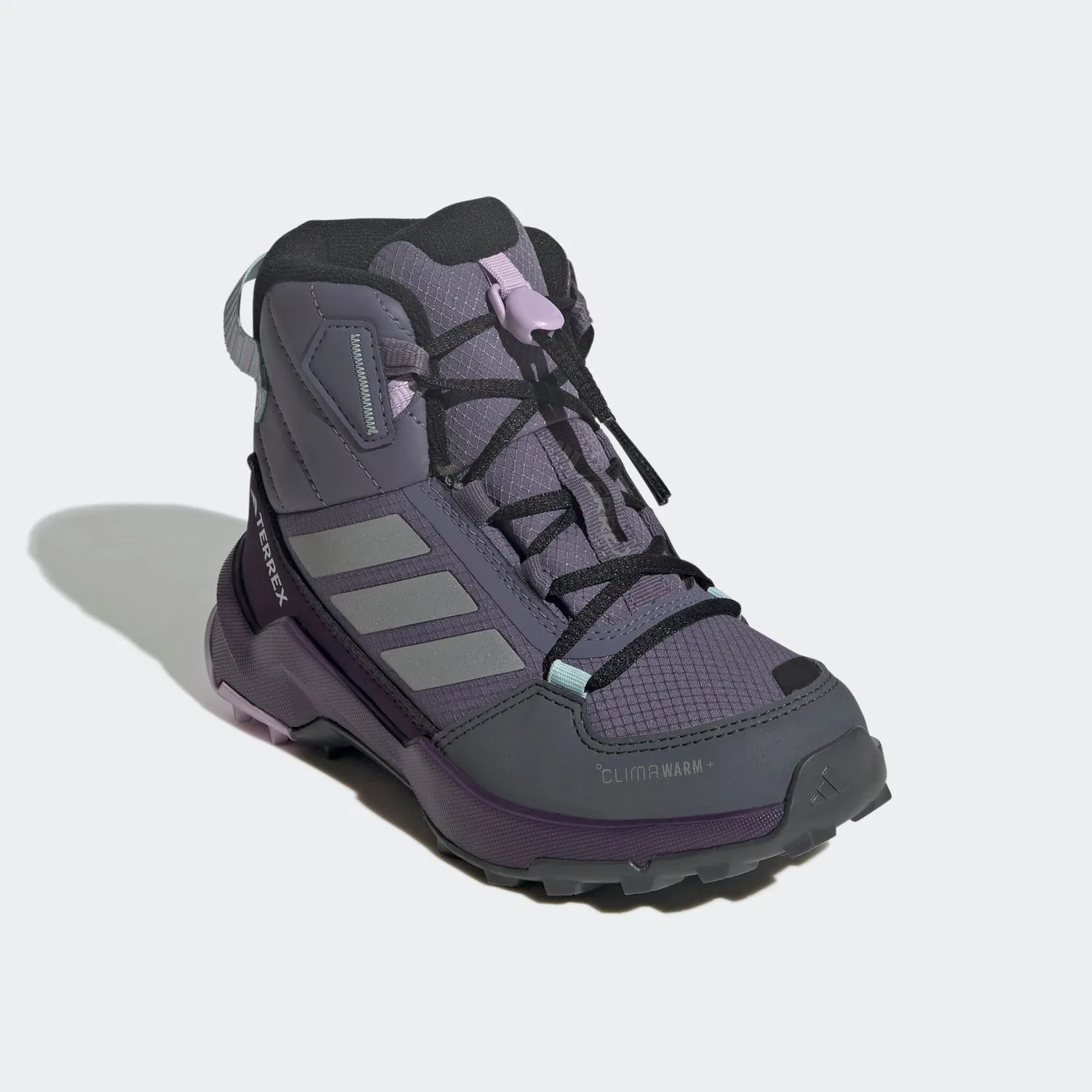 Детские зимние ботинки с утеплителем CLIMAWARM+ Adidas TERREX, Preloved Violet/Matte Silver/Semi Flash Aqua