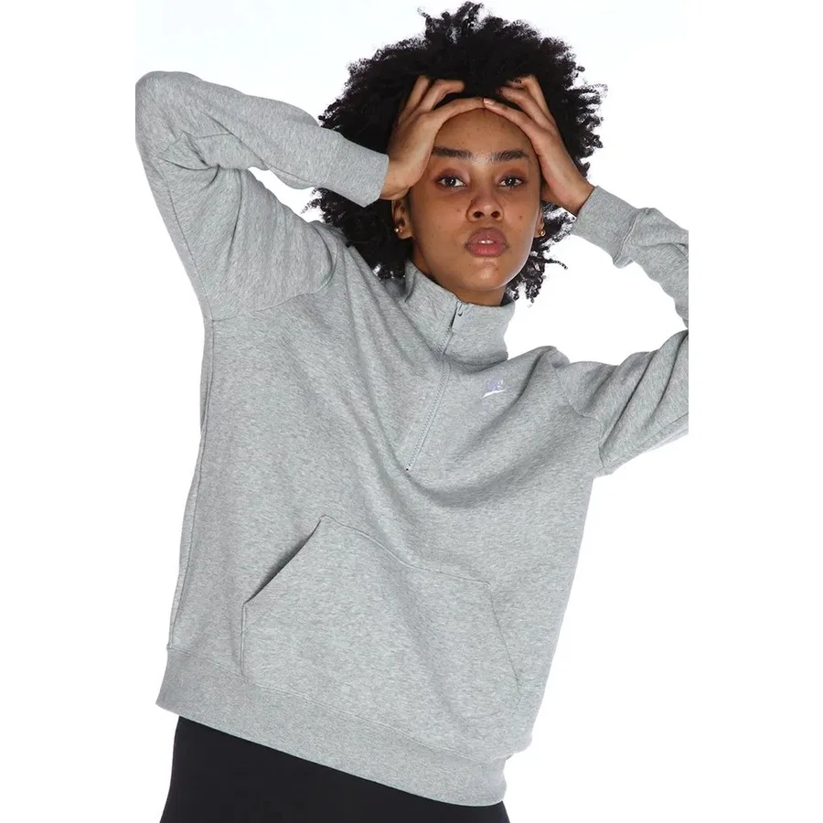 Женский свитшот с воротником-стойкой и полузамком Club Fleece Nike, Серый — фото 3