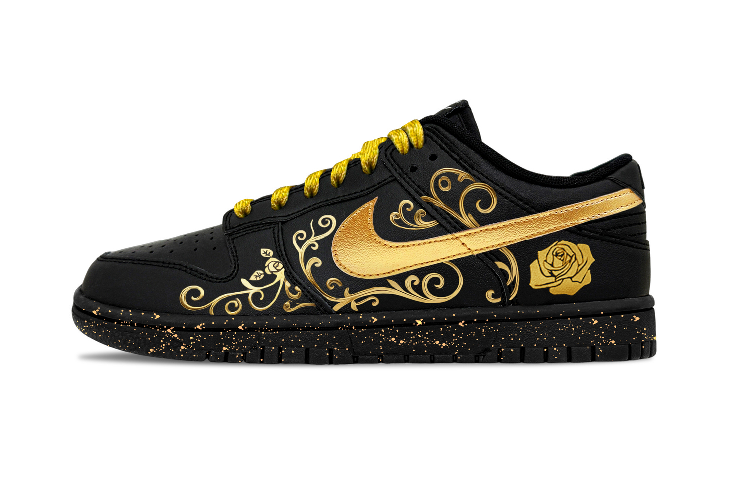 

Мужские кроссовки для скейтбординга Dunk Golden Roses Abrasion Resistant низкие золотые Nike, черный