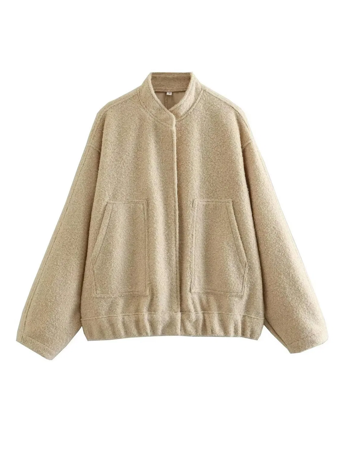 Женская свободная куртка с принтом, модель Nuova Giacca Casual Ampia da Donna, цвет Cachi, размер S, Cachi