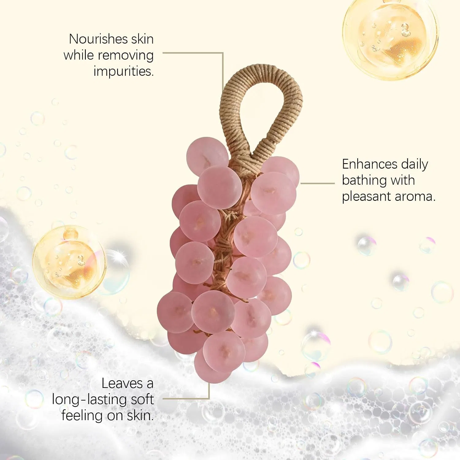 Мыло ручной работы в виде грозди винограда, Generisch, глицериновое, 1 шт, фиолетовый — фото 2