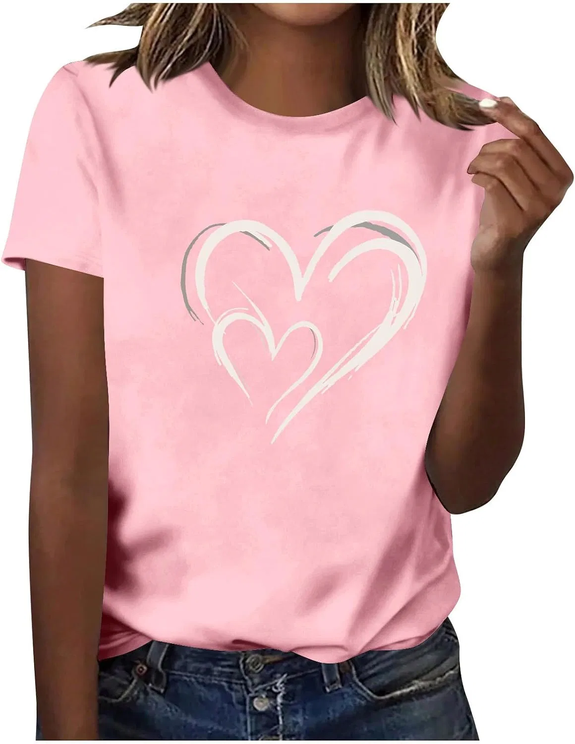 Женская футболка с сердцем Casual Top, Pink