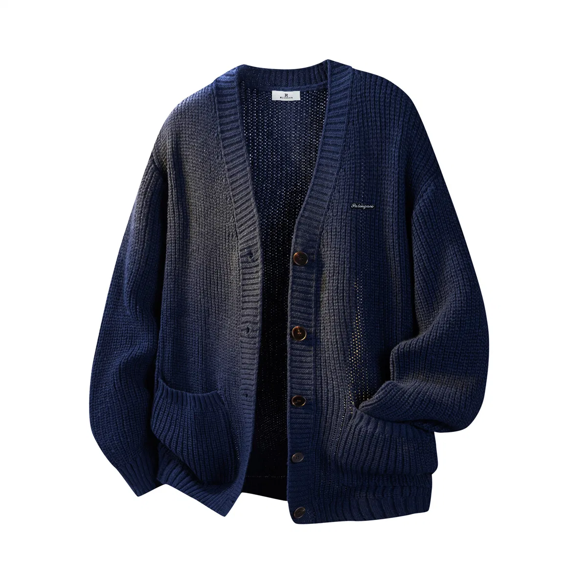 Детский кардиган с V-образным вырезом мужского пола Sweaters Unisex V Neck Moderate Cardigan, PAL ONGACO, Gray — фото 3