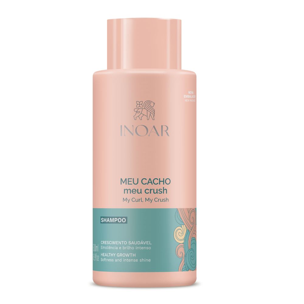 

Шампунь для волнистых, вьющихся и пушистых волос meu cacho meu crush shampoo Inoar, 500 мл