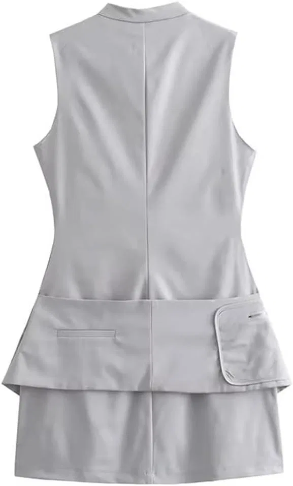 Женское мини-платье с V-образным вырезом Bodycon с карманами, Pic Color — фото 3