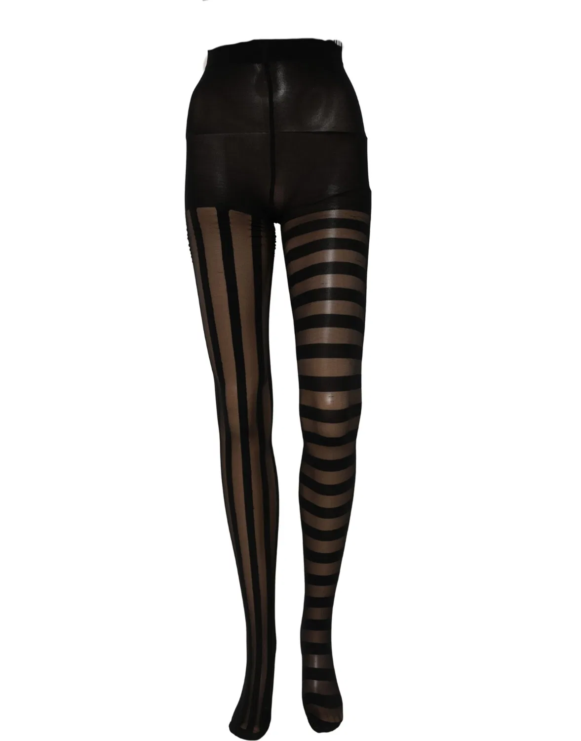 Женские плотные леггинсы-колготки с логотипом Black Stripes Tights Stockings Pantyhose Socks Dolce & Gabbana, черный — фото 3
