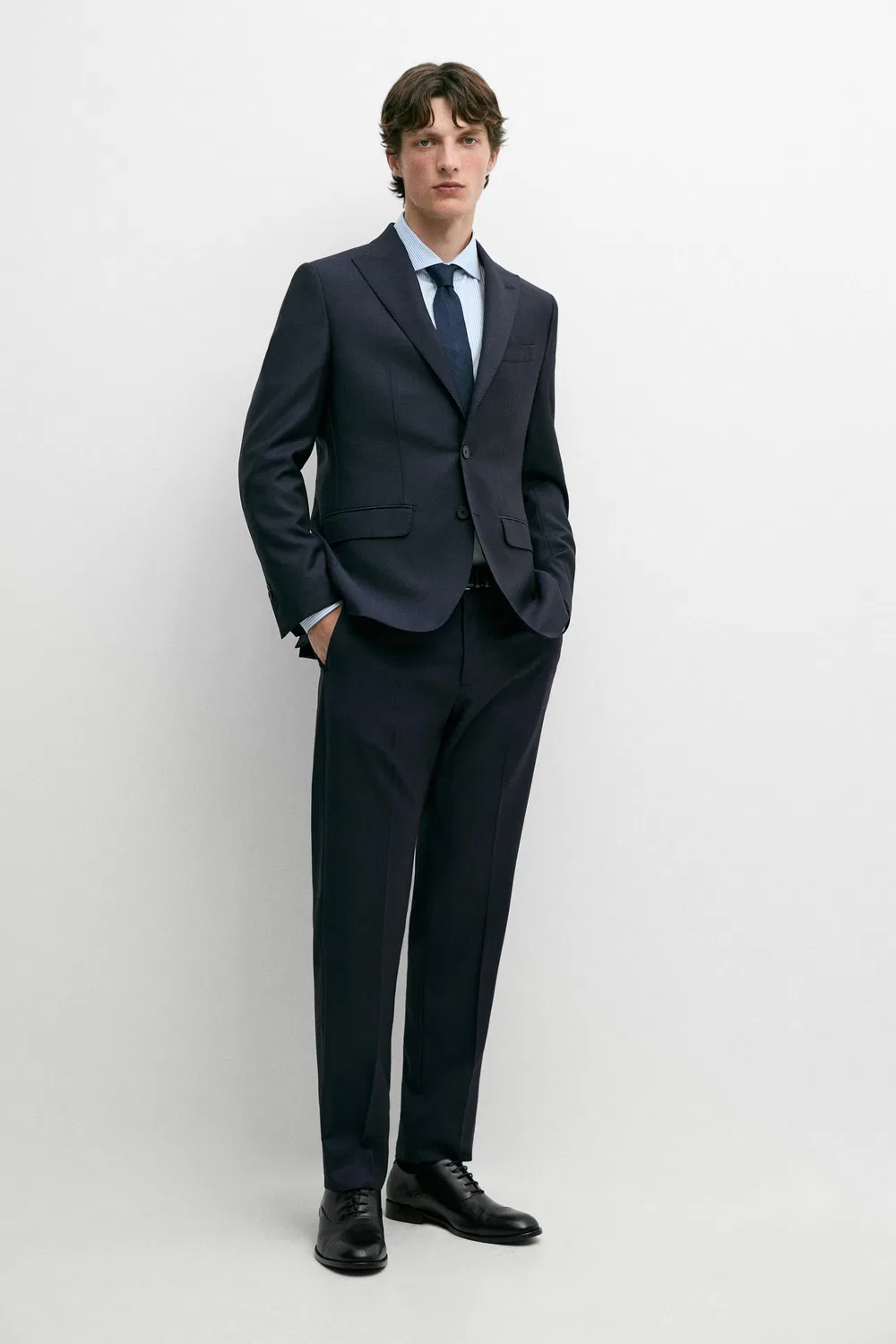 Пиджак Massimo Dutti, шерстяной, темно-синий