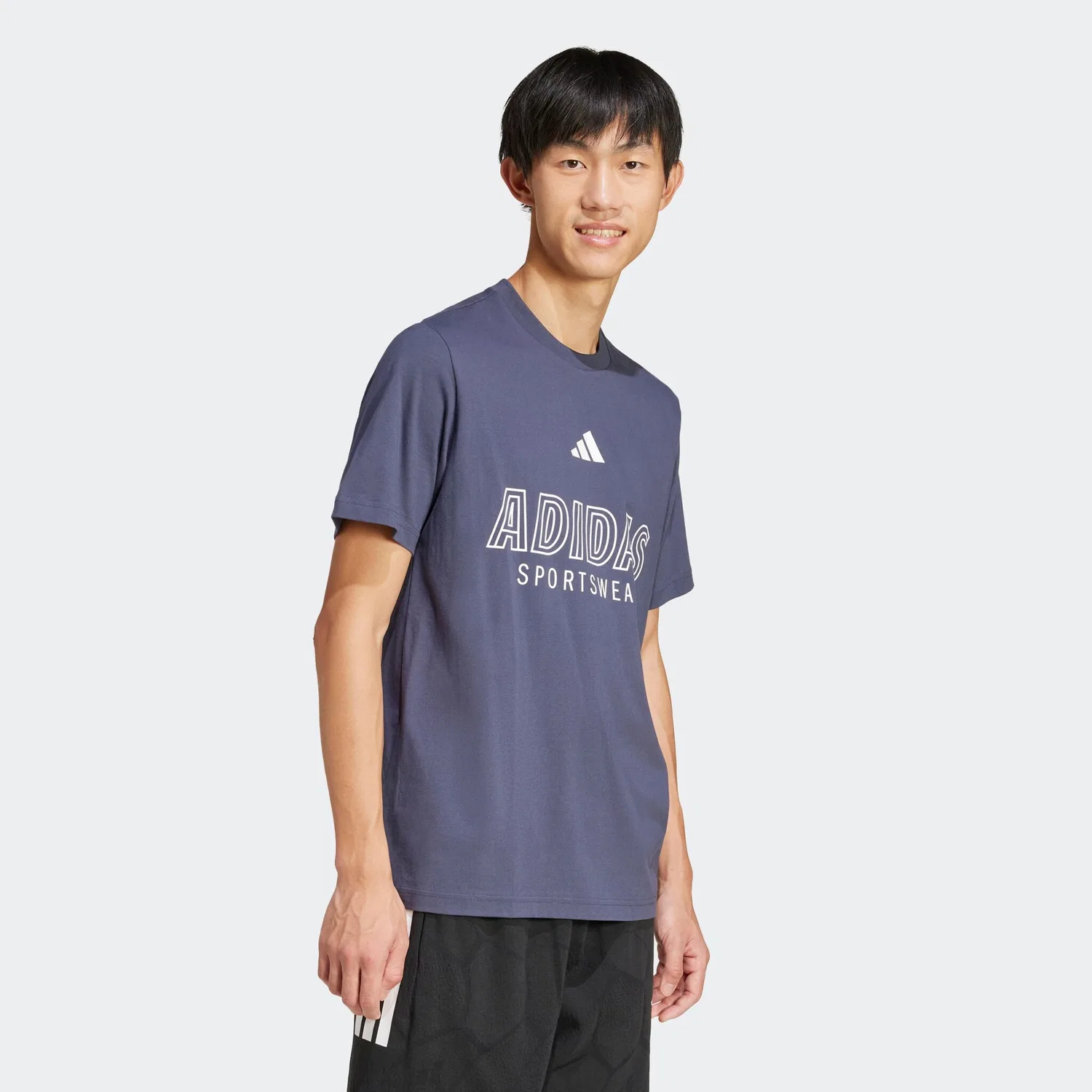 Детская футболка с линейным графическим принтом Adidas, Shadow Navy — фото 3