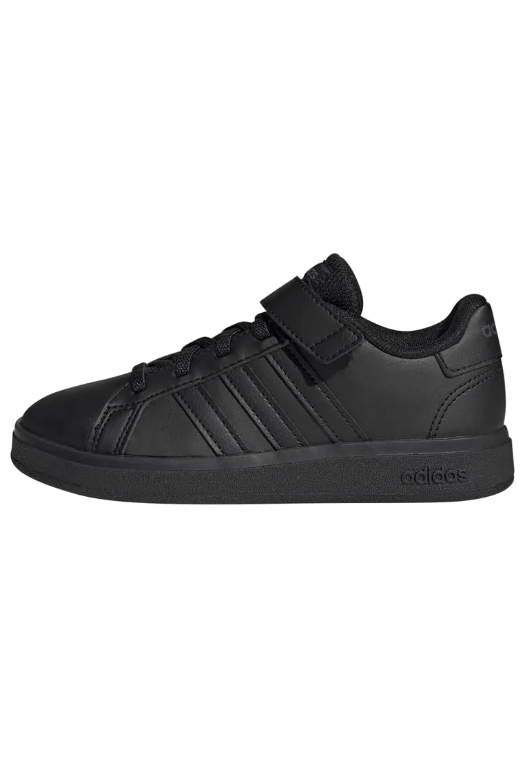 Детские кроссовки для мальчиков с синтетическим верхом Grand Court Elastic Lace and Top Strap Adidas, Core Black Core Black Grey Six