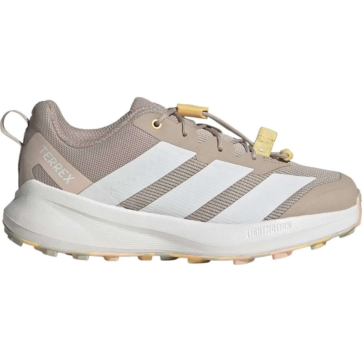 Детские ботинки для мальчиков с быстрой шнуровкой Adidas Terrex Agravic Shoe, Wonder Taupe/Ftwr White/Ice Tangerine