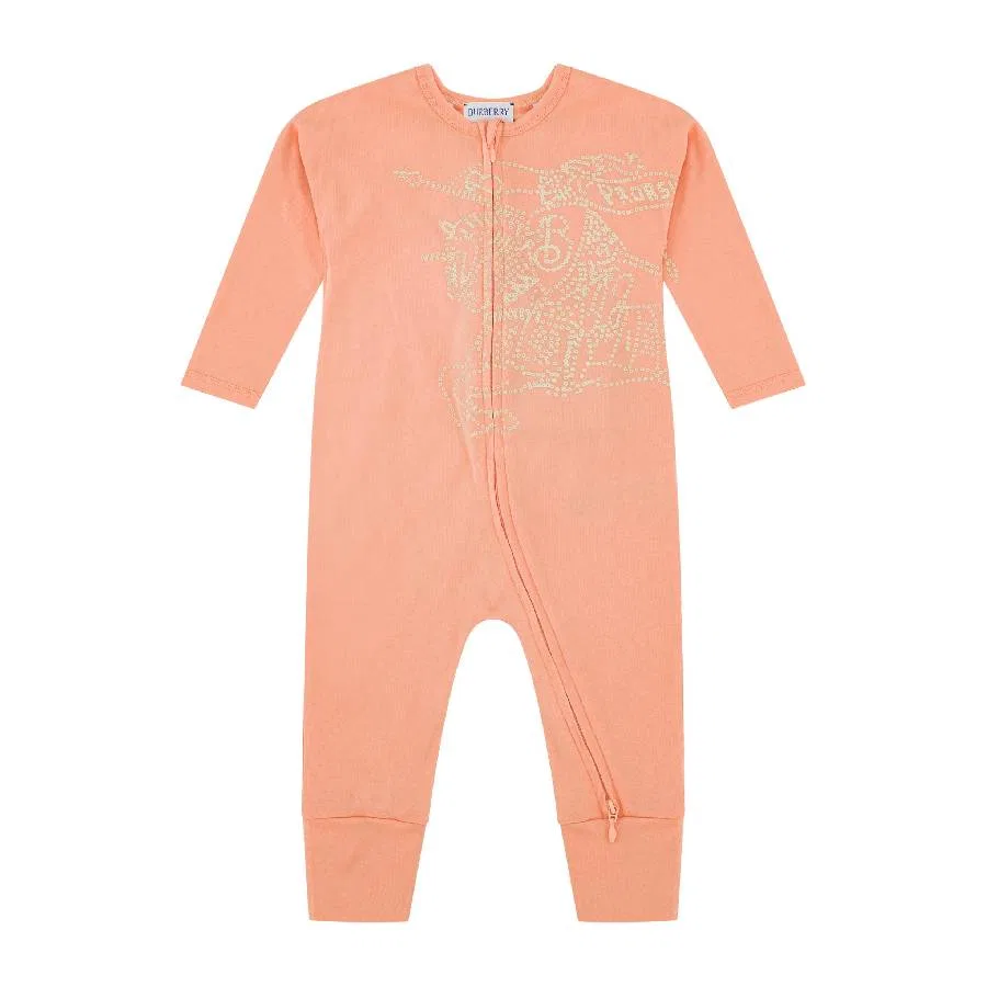 Комплект из комбинезона и слюнявчика с длинным рукавом Equestrian Knight Long Sleeve Jumpsuit Set Burberry, Apricot