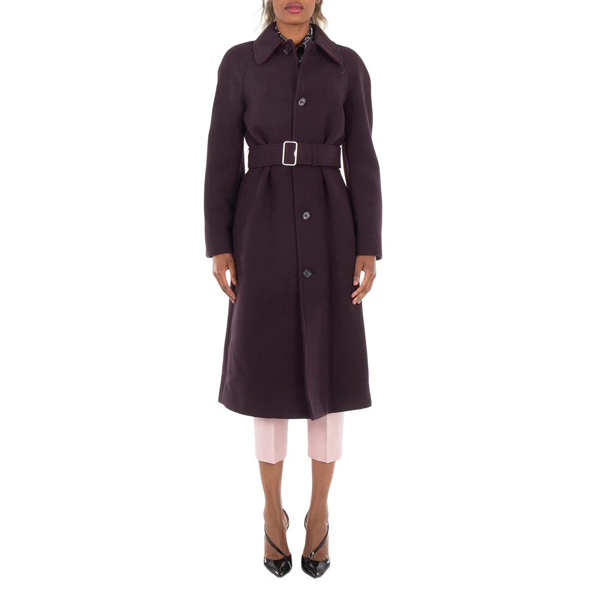 Пальто шерстяное с поясом Burberry Wool Belted Coat, Berry