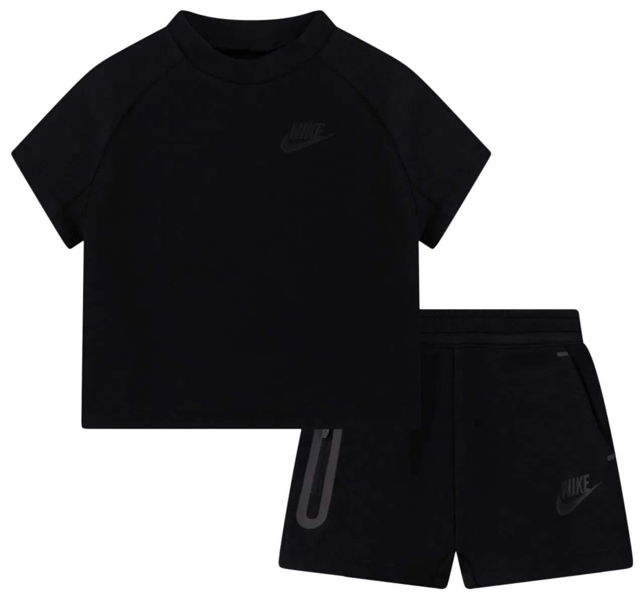 Детский комплект футболки и шорт с принтом Nike Tech Fleece T-Shirt Set, Nike, Black/Black