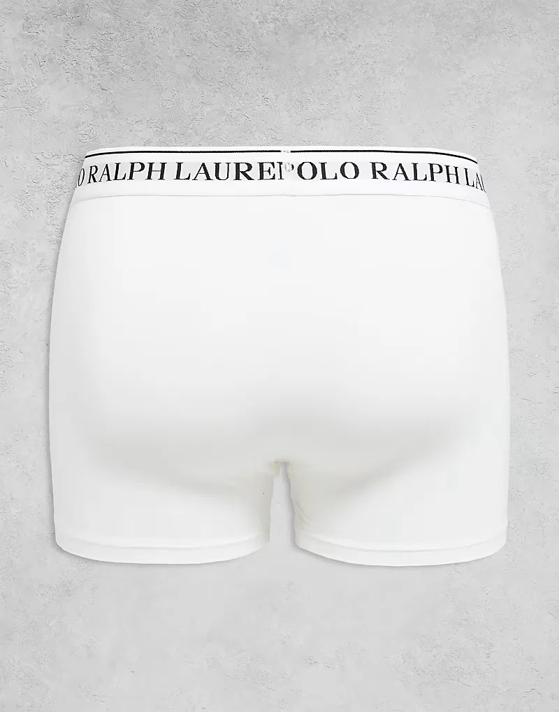 Трусы классические с поясом с логотипом 5 шт Polo Ralph Lauren, белый/черный/серый меланж — фото 3