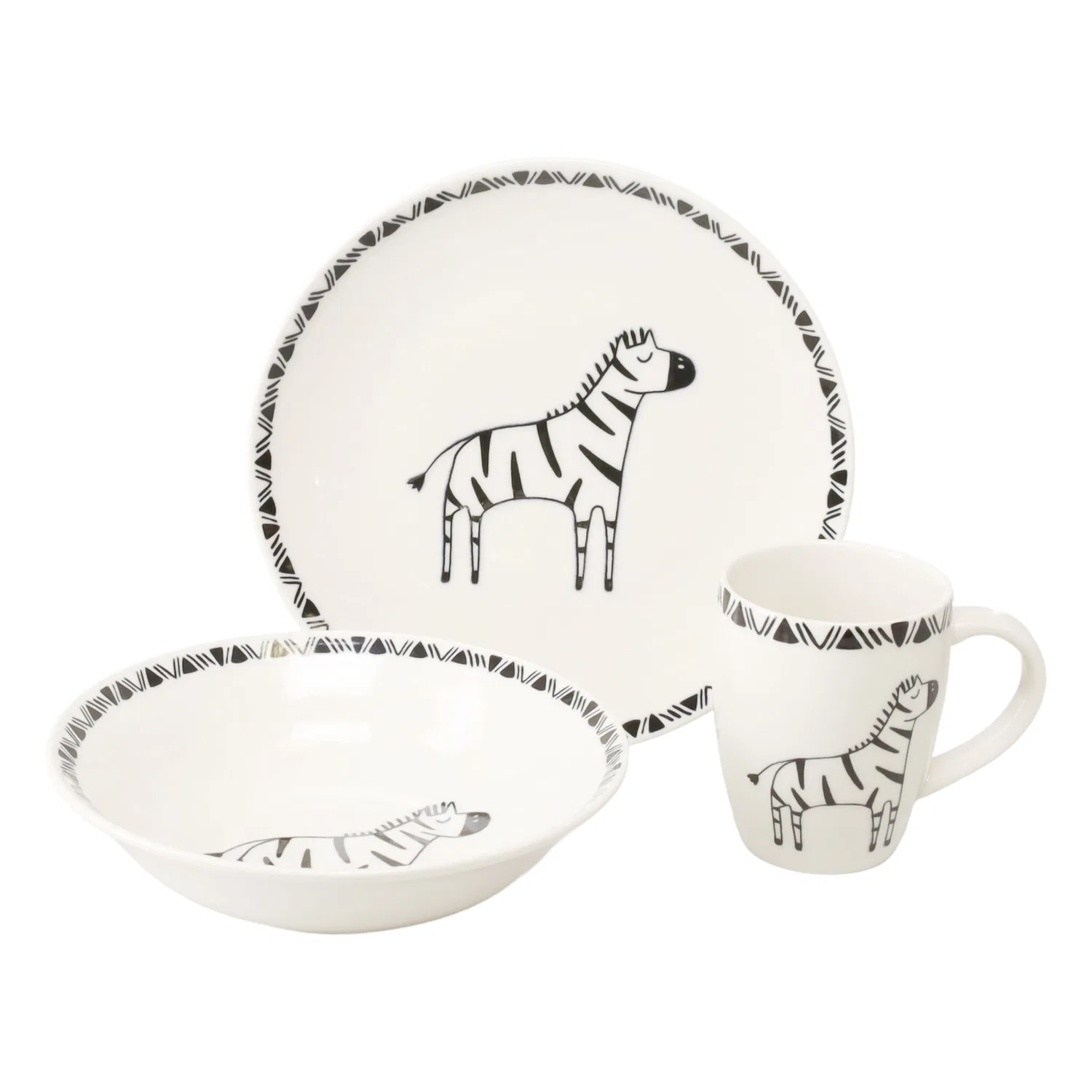 Детский набор посуды 3 предмета Safari Zebra CreaTable