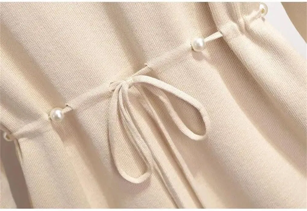 Женское A-силуэта платье с высокой горловиной Generic, Apricot — фото 4