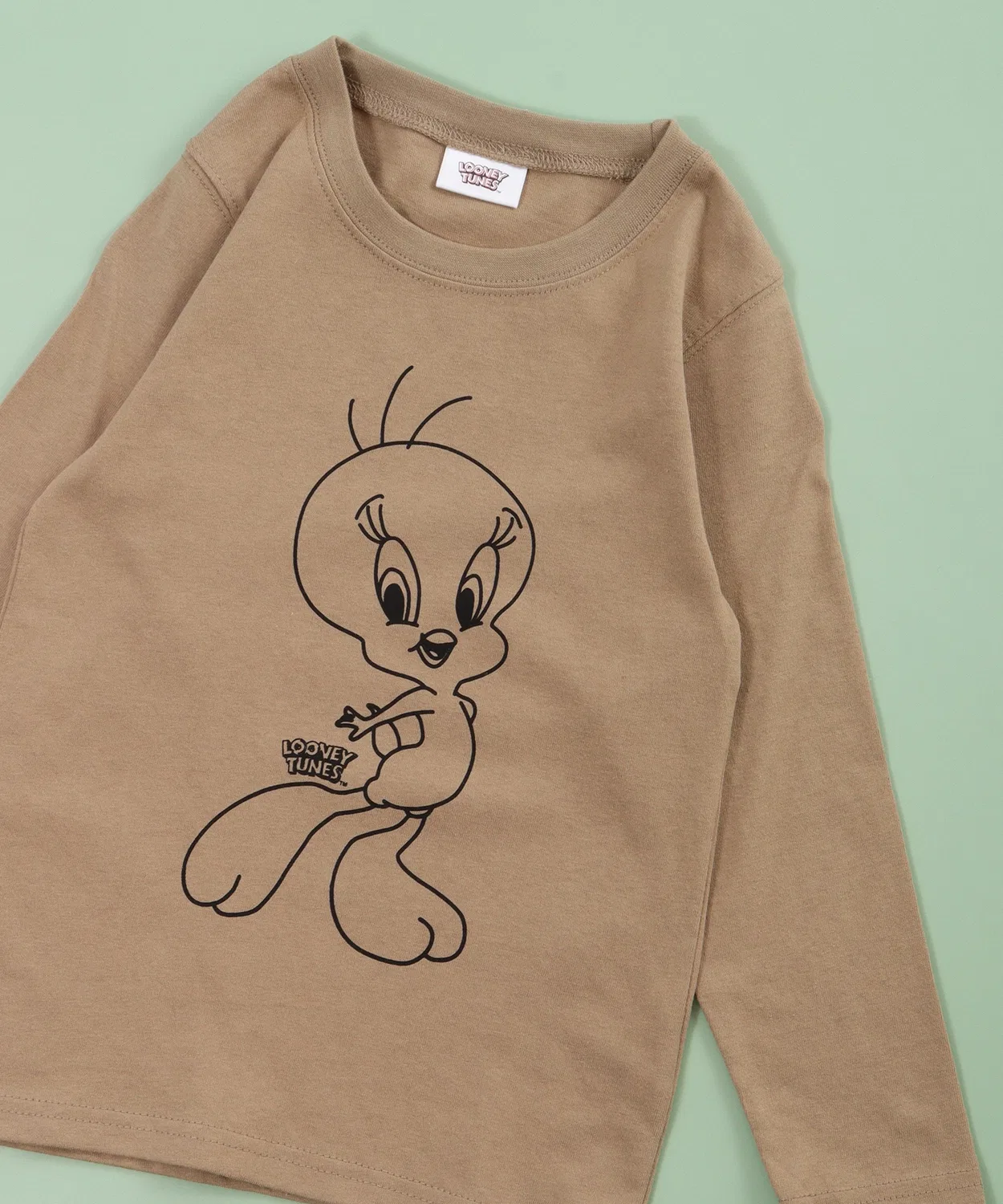 Детская футболка с длинным рукавомс принтом Твити Looney Tunes, Beige