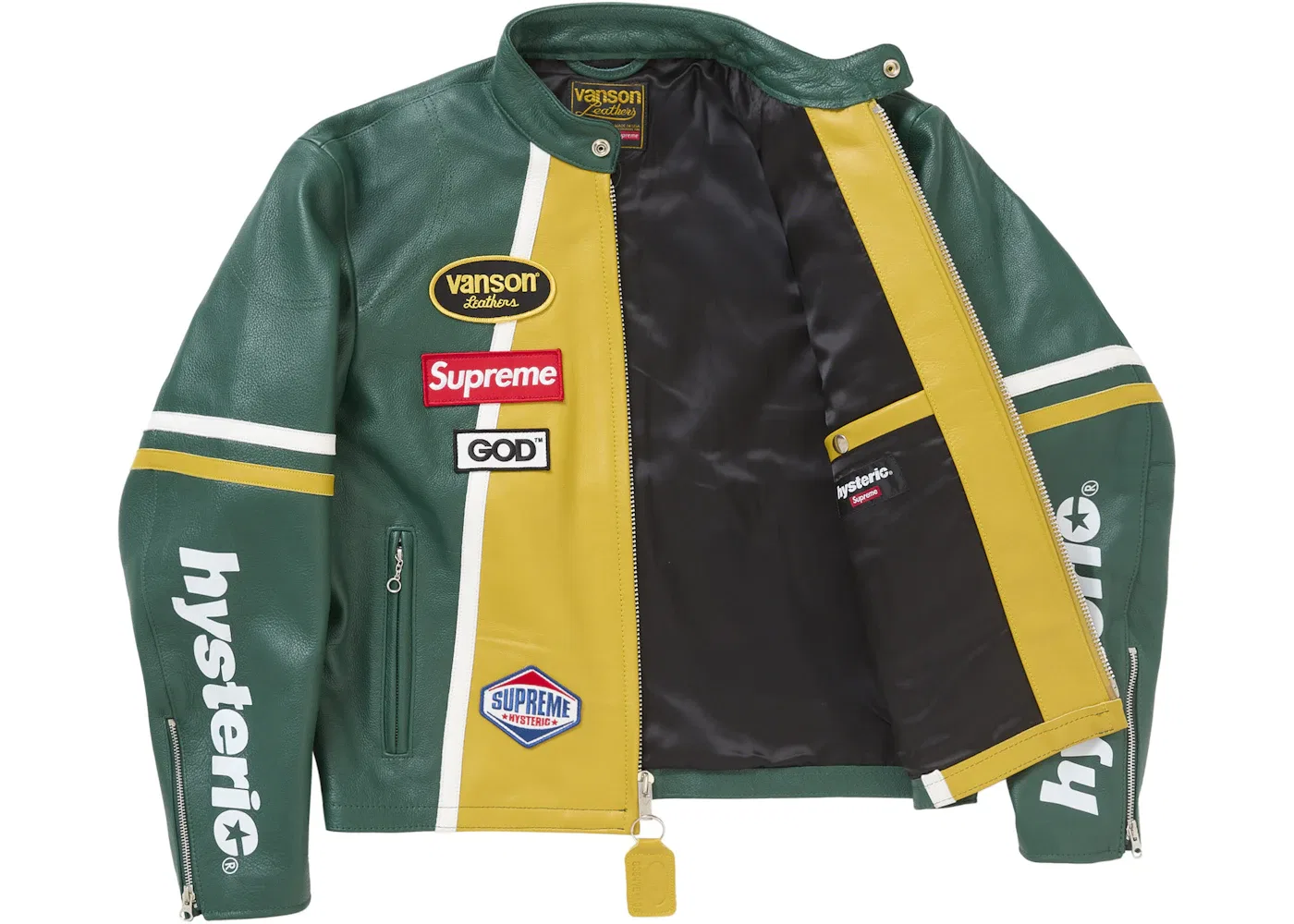 Мужская кожаная куртка с принтом Supreme Hysteric Glamour Vanson, Green — фото 2