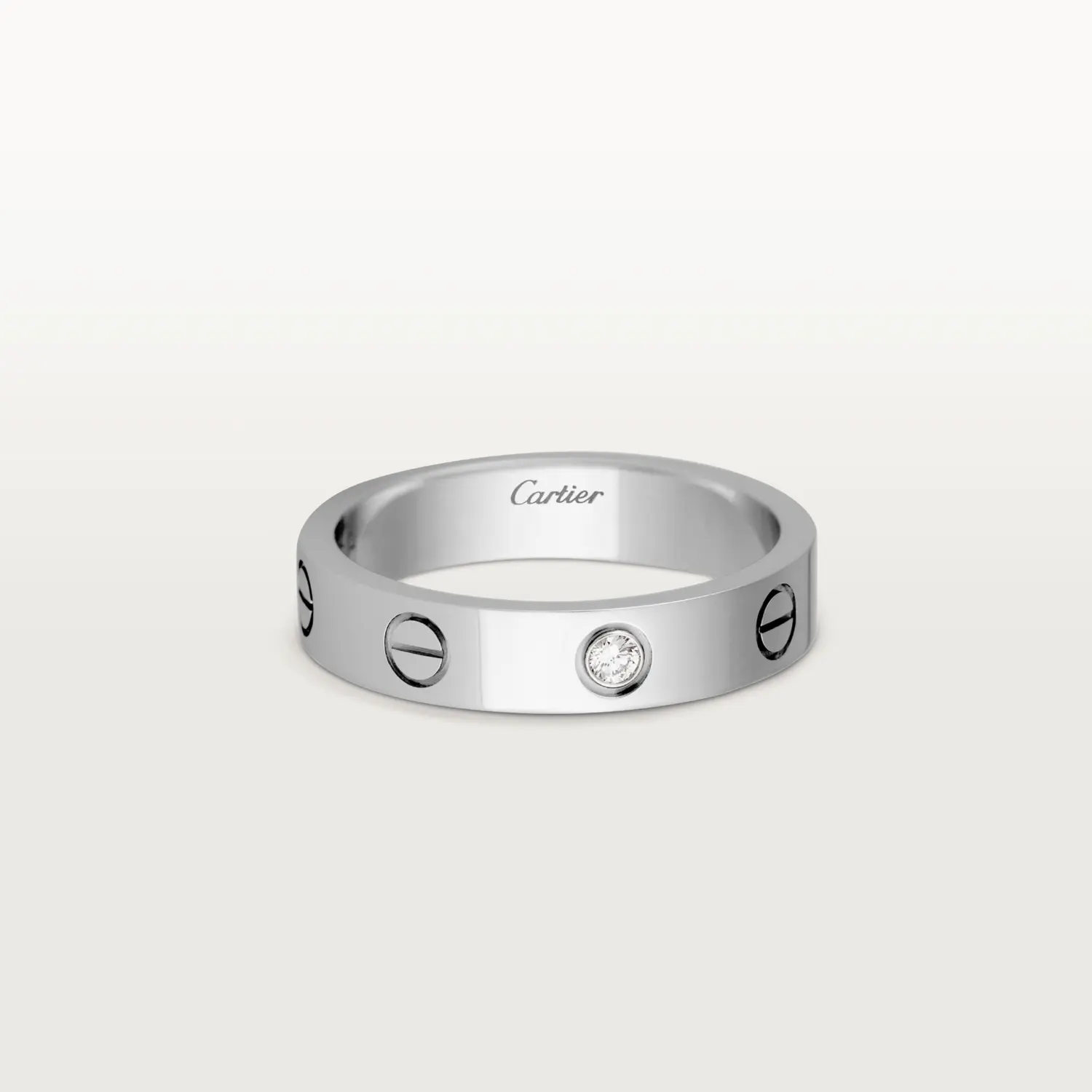 Обручальное кольцо Cartier Love 1 Diamond, белое золото — фото 2