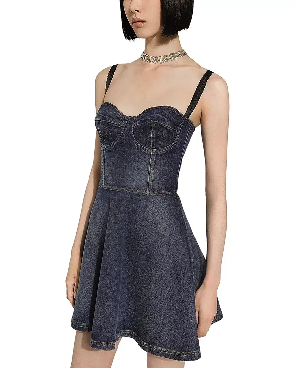 Женское джинсовое платье-корсет с открытыми плечами Dolce & Gabbana, Medium Blue