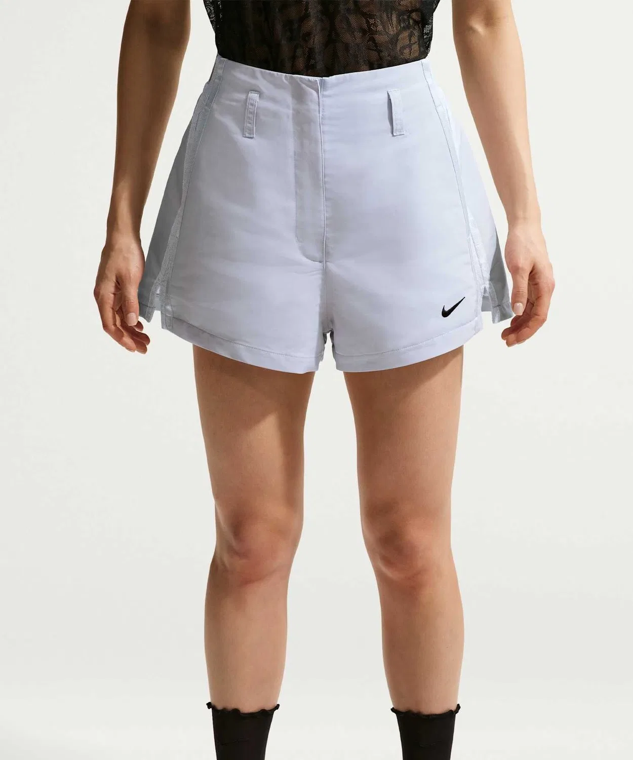 Женские шорты с высокой посадкой с логотипом NIKE, Pure Platinum