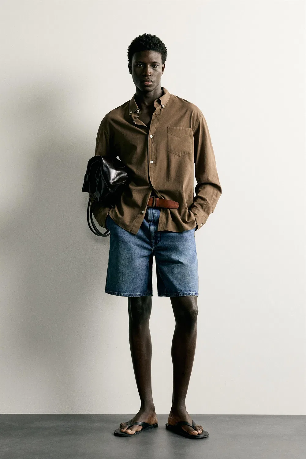 Рубашка из хлопкового вуаля ZARA, Brown
