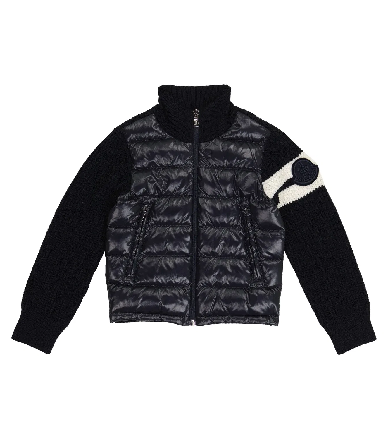 Утепленный кардиган из пуха и шерсти Moncler Enfant, синий