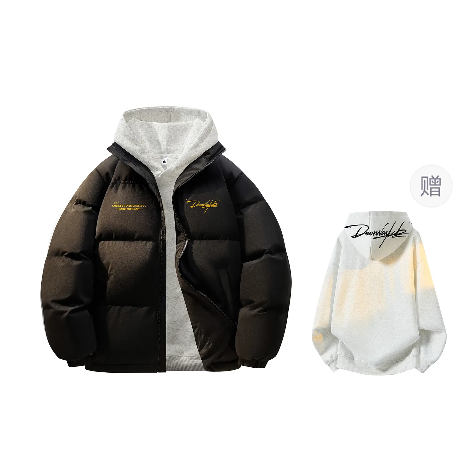 Детский пуховик с воротником-стойкой DEERWAY, Black-Yellow