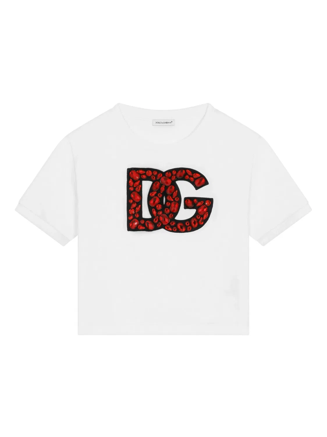 Dolce & Gabbana Футболка с кристаллами, хлопок, белая