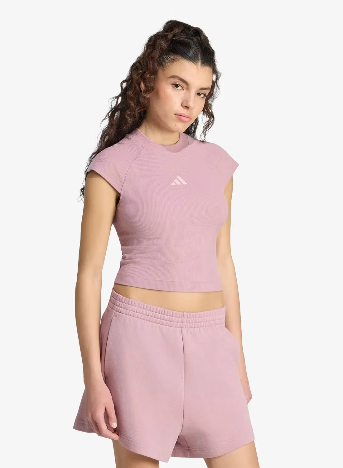 Футболка облегающая Small Logo Rib Adidas, маджента