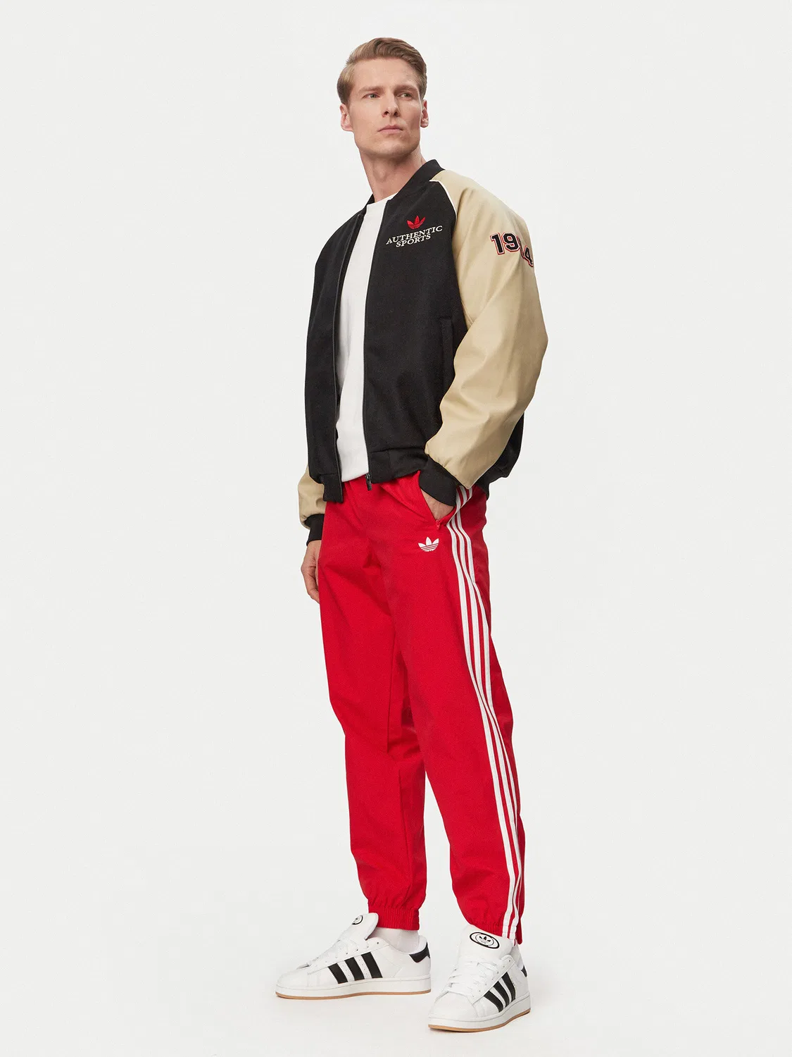 Мужские спортивные штаны стандартного кроя Firebird Woven Adidas, красный — фото 2