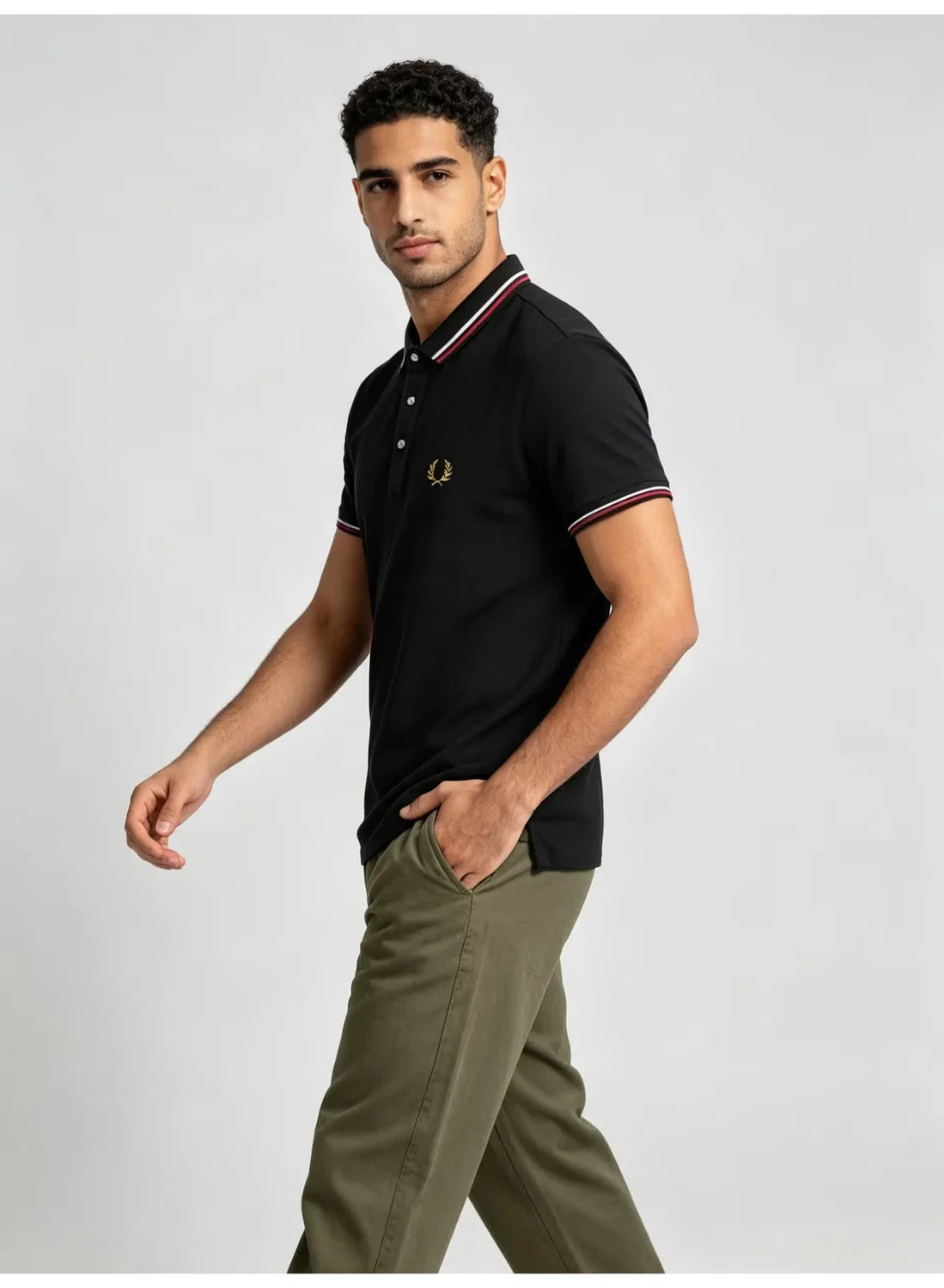 Поло с коротким рукавом и полосами Fred Perry, черный — фото 3
