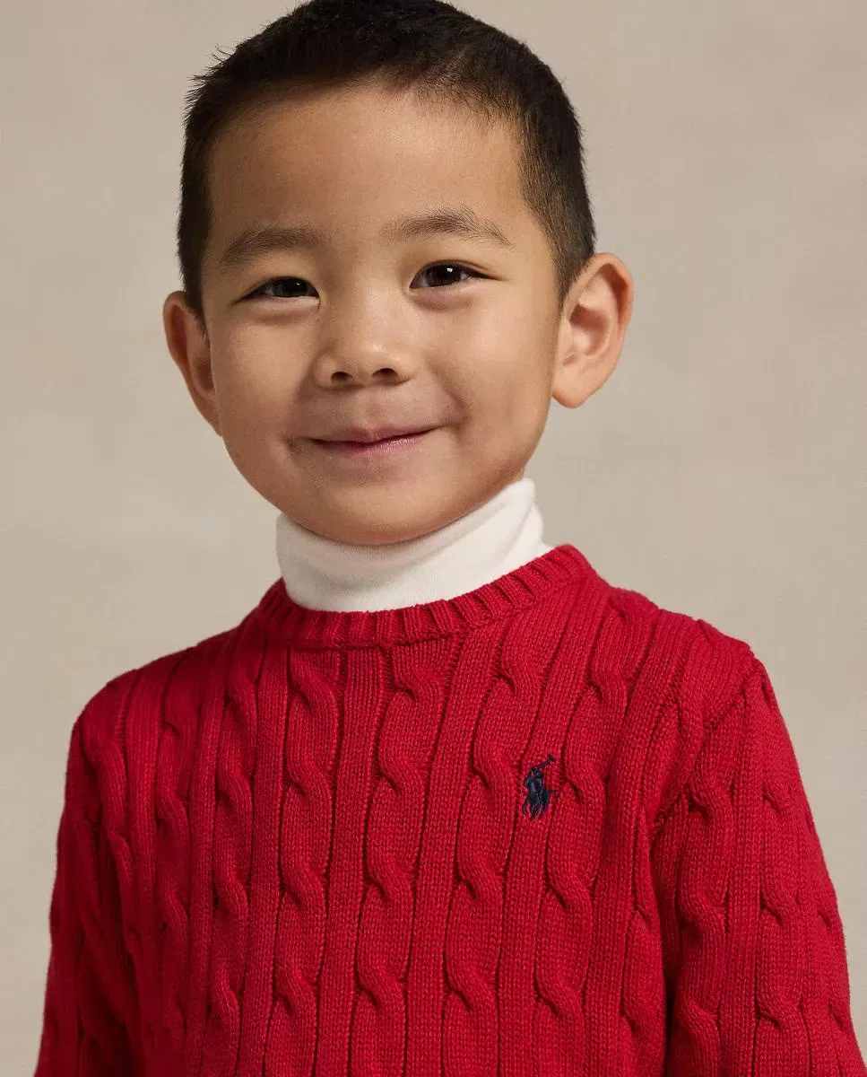 Детский джемпер для девочек хлопковый Polo Ralph Lauren, Красный — фото 3