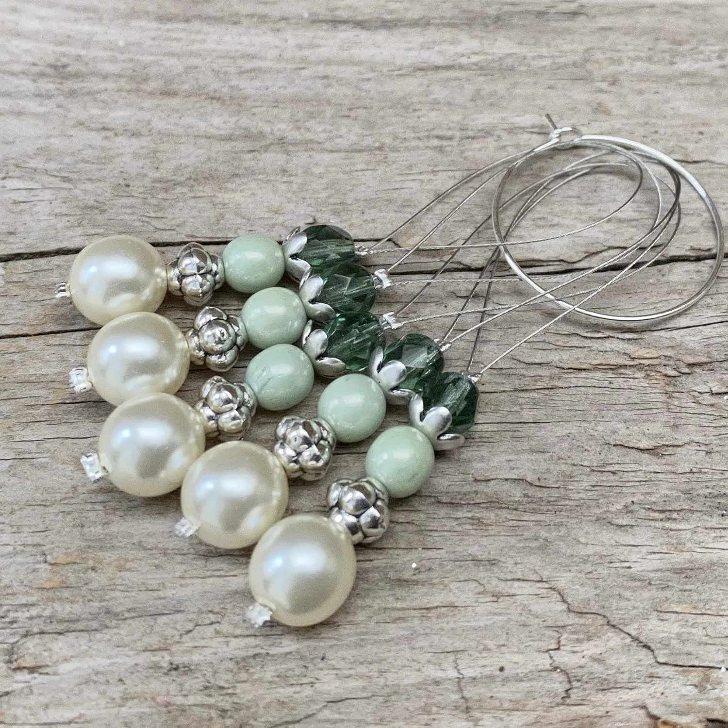 Набор маркеров для вязания, Bohemian Glass Beads, 5 шт, Mint Cream Emerald Generic — фото 4