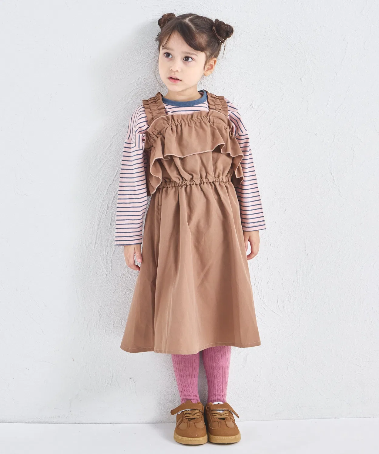 Детский сарафан с рюшами, модель Frill Jumper Skirt, pairmanon, Brown