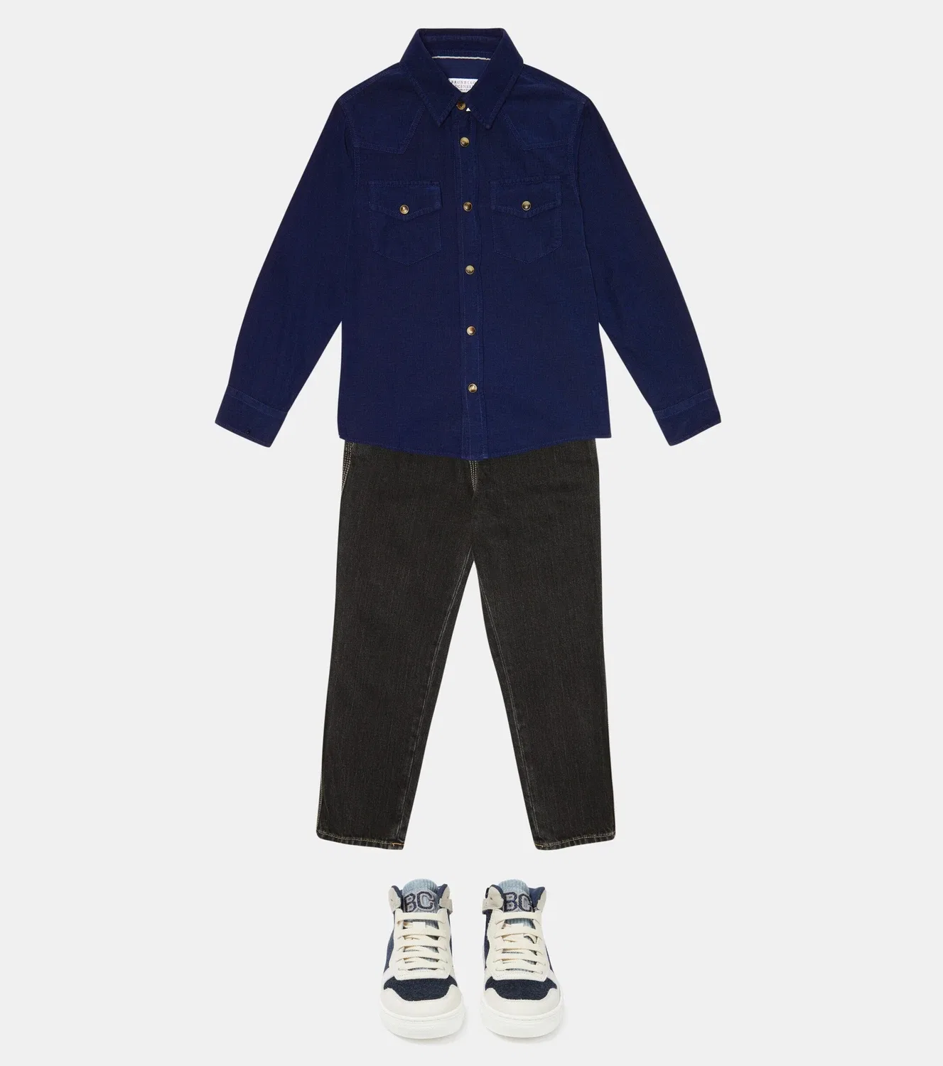 Прямые джинсы с пятью карманами Brunello Cucinelli Kids, серый — фото 2