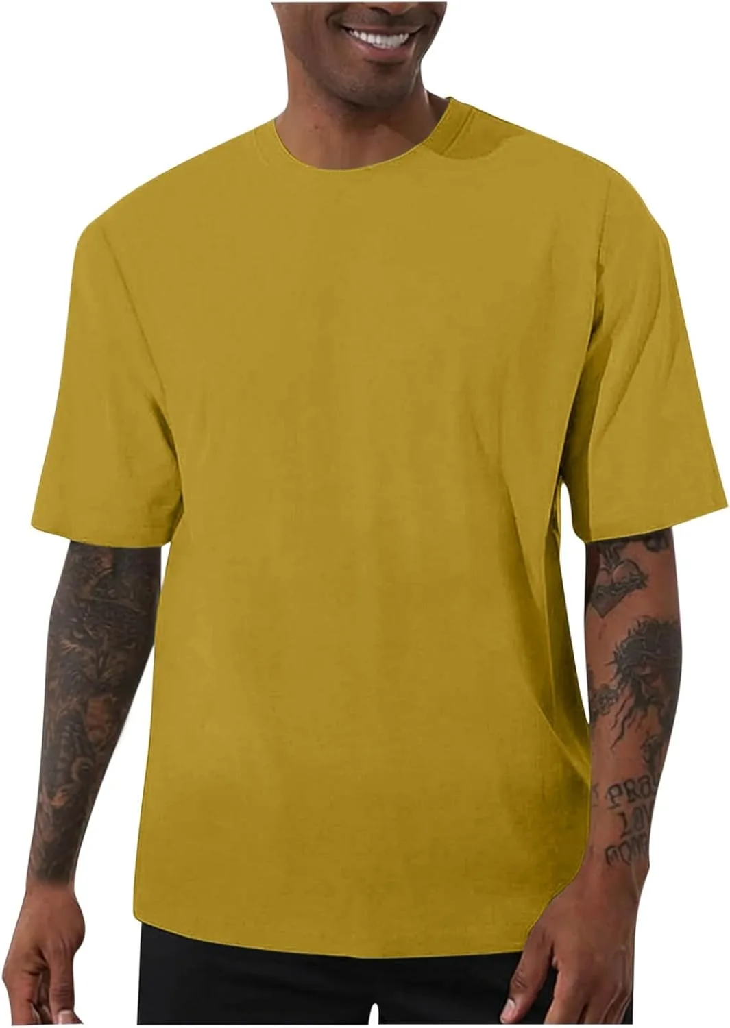 

Футболка Oversized для мужчин, короткий рукав, круглый вырез, Casual