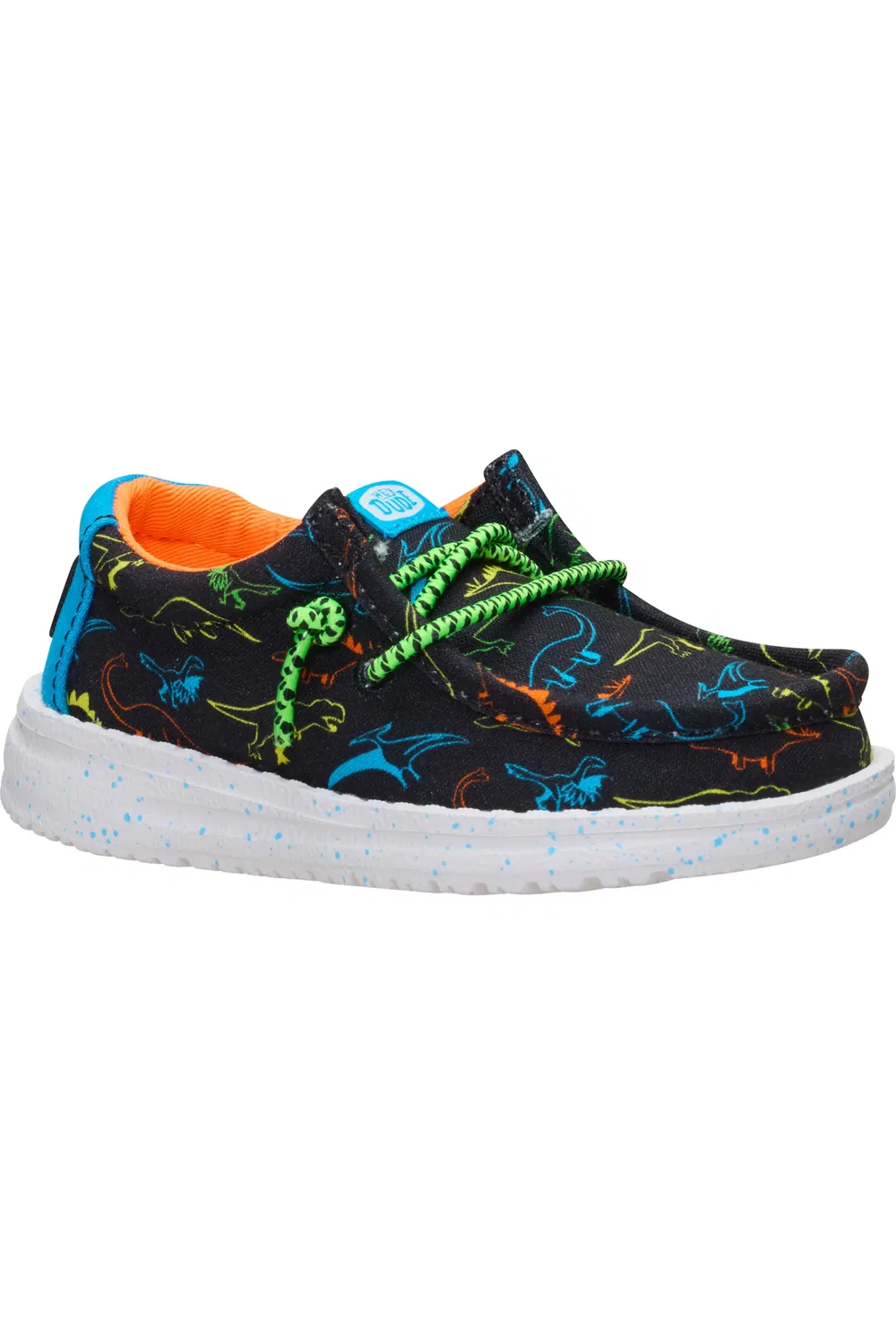 Детские слипоны чукка на мягкой подошве Wally Dinoworld Hey Dude, Black/Neon Multi